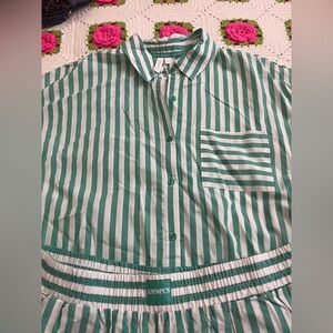 Green and White Striped Dress by Joyspun